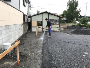 北欧ログハウス　ベタ基礎工事中　in愛媛県西条市