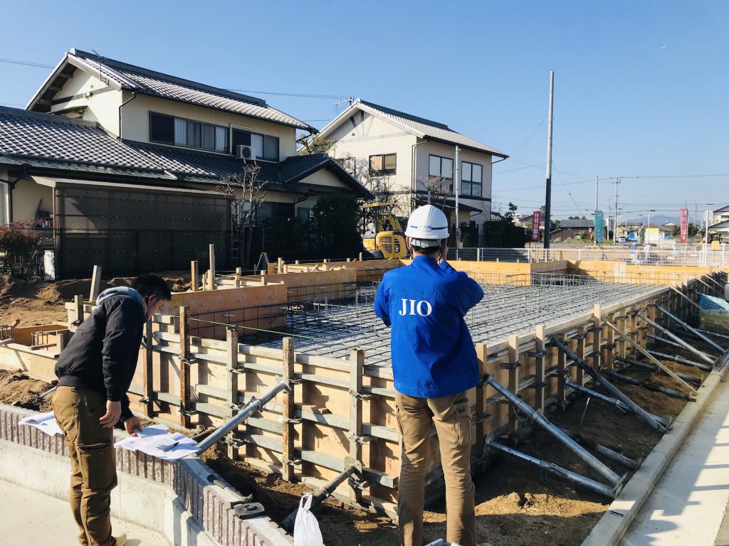 香川県高松市　大型分譲地のログハウス　北欧住宅新築工事　JIO基礎配筋検査立会